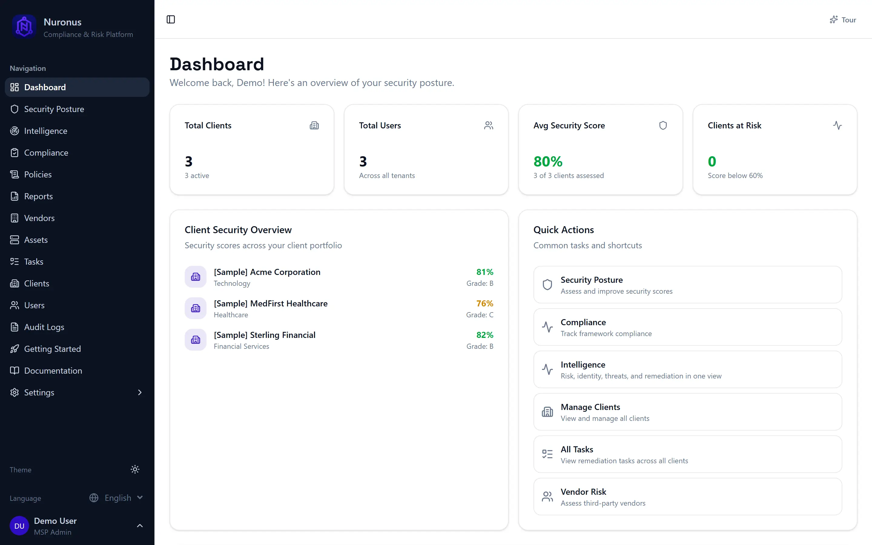 Nuronus multi-tenant dashboard as a Drata alternative for MSPs